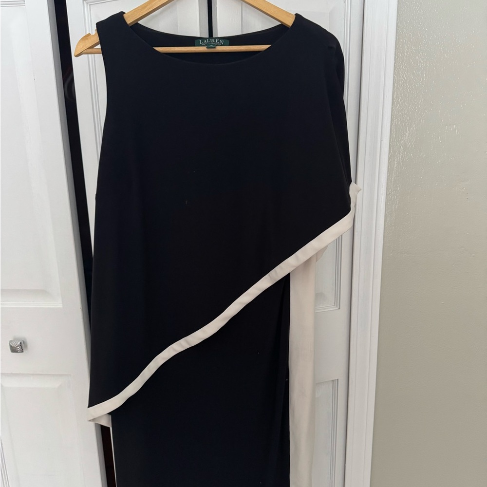 Ralph Lauren One Shoulder Cape Dress